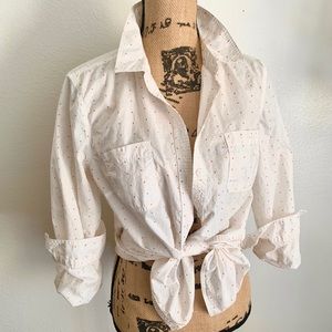 Old Navy White and Pink Polka Dots Top